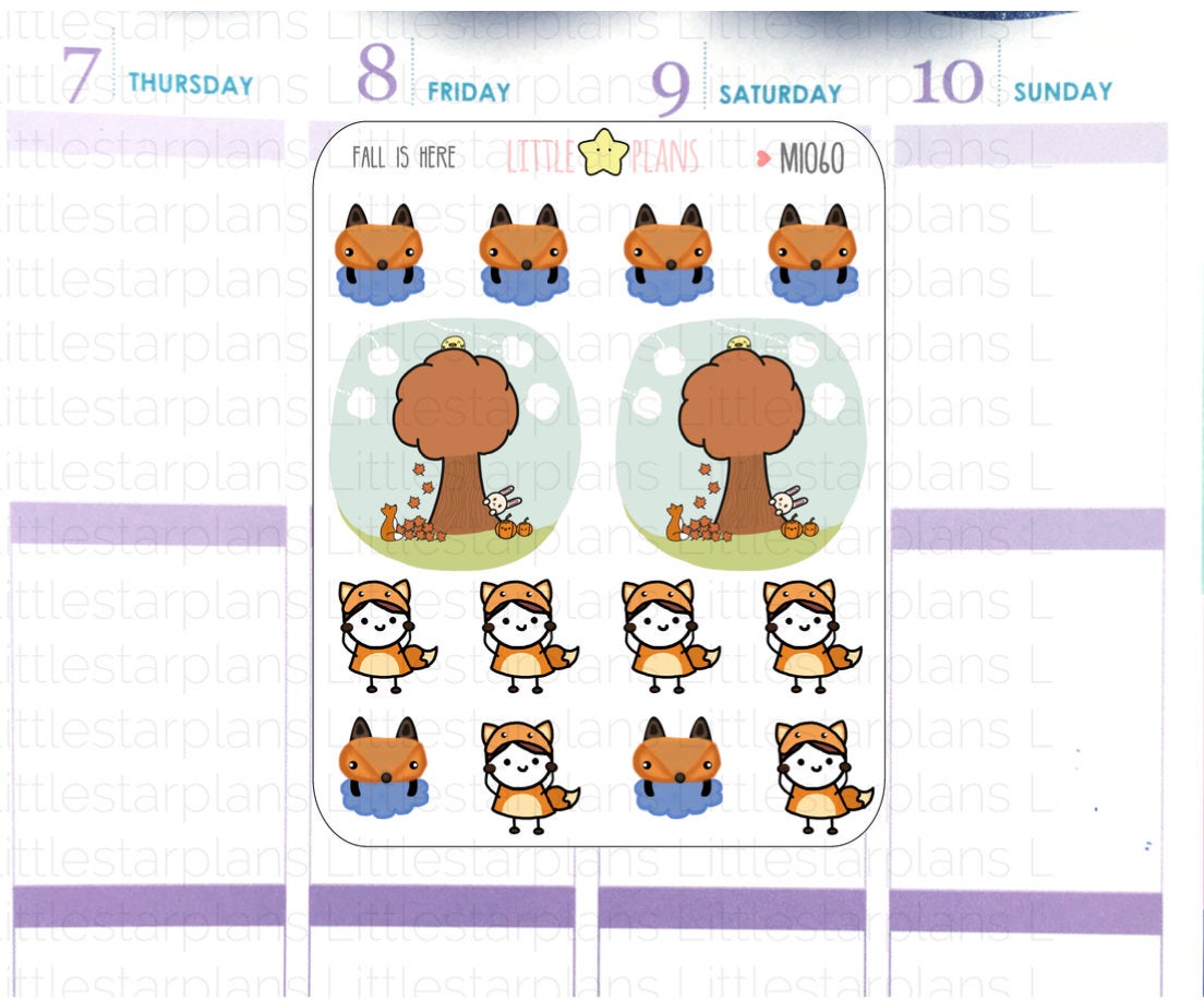 Fall is here! Mimi & Her Fox Buddies Planner Stickers | Mimi - Littlestarplans