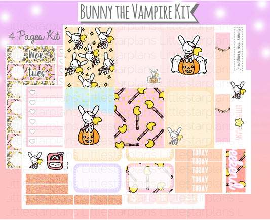 Bunny the Vampire Weekly Kit Planner Stickers - Littlestarplans
