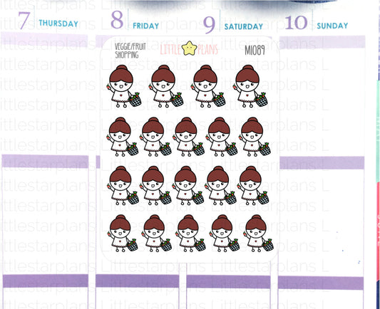 Mimi - Fruits, Veggies Grocery Shop Planner Stickers (MI089) - Littlestarplans