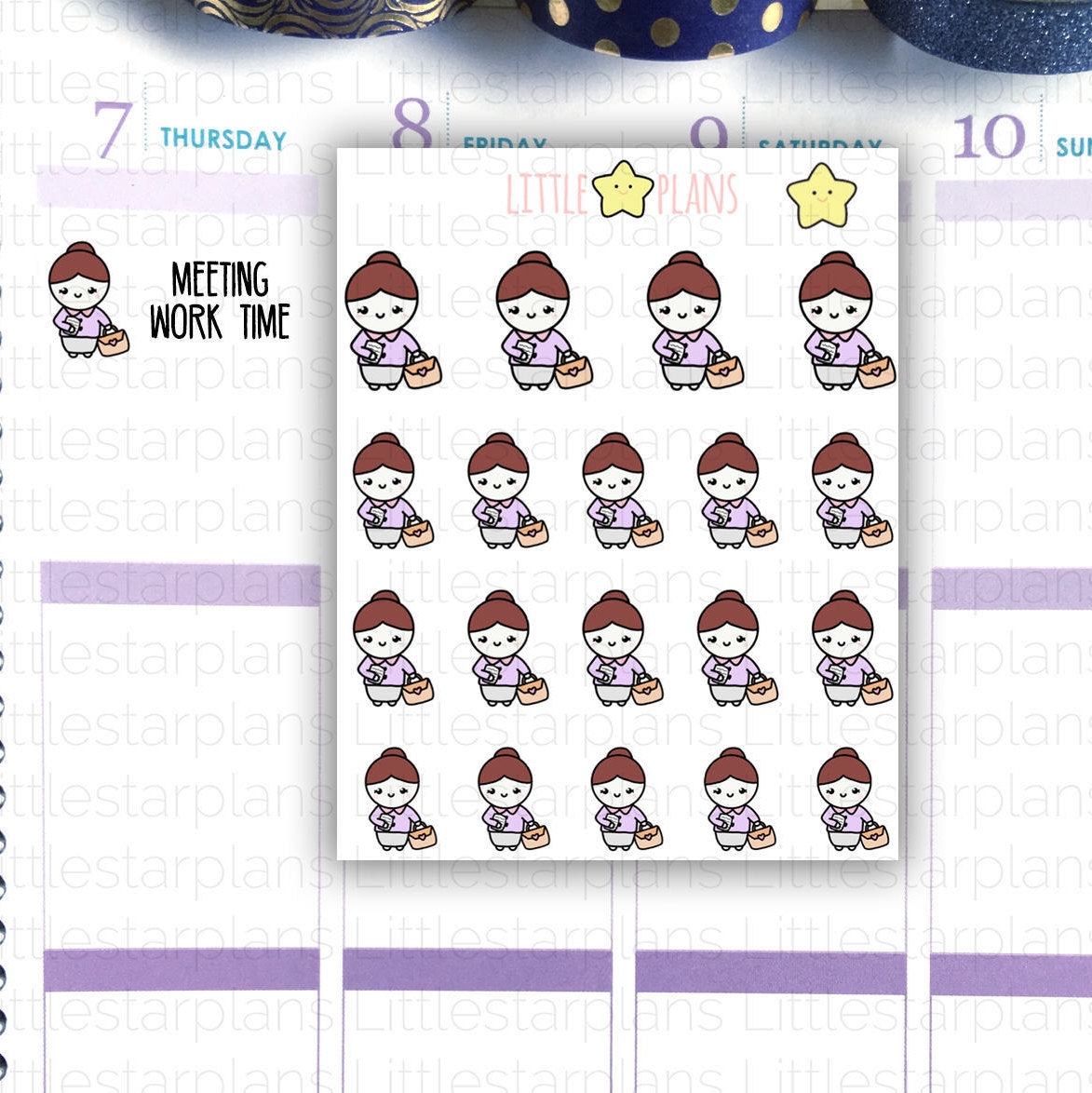 Dressed Up Professional Outfit | Hand Drawn Work Planner Stickers | Fits in Erin Condren LifePlannerTM | Mimi - Littlestarplans