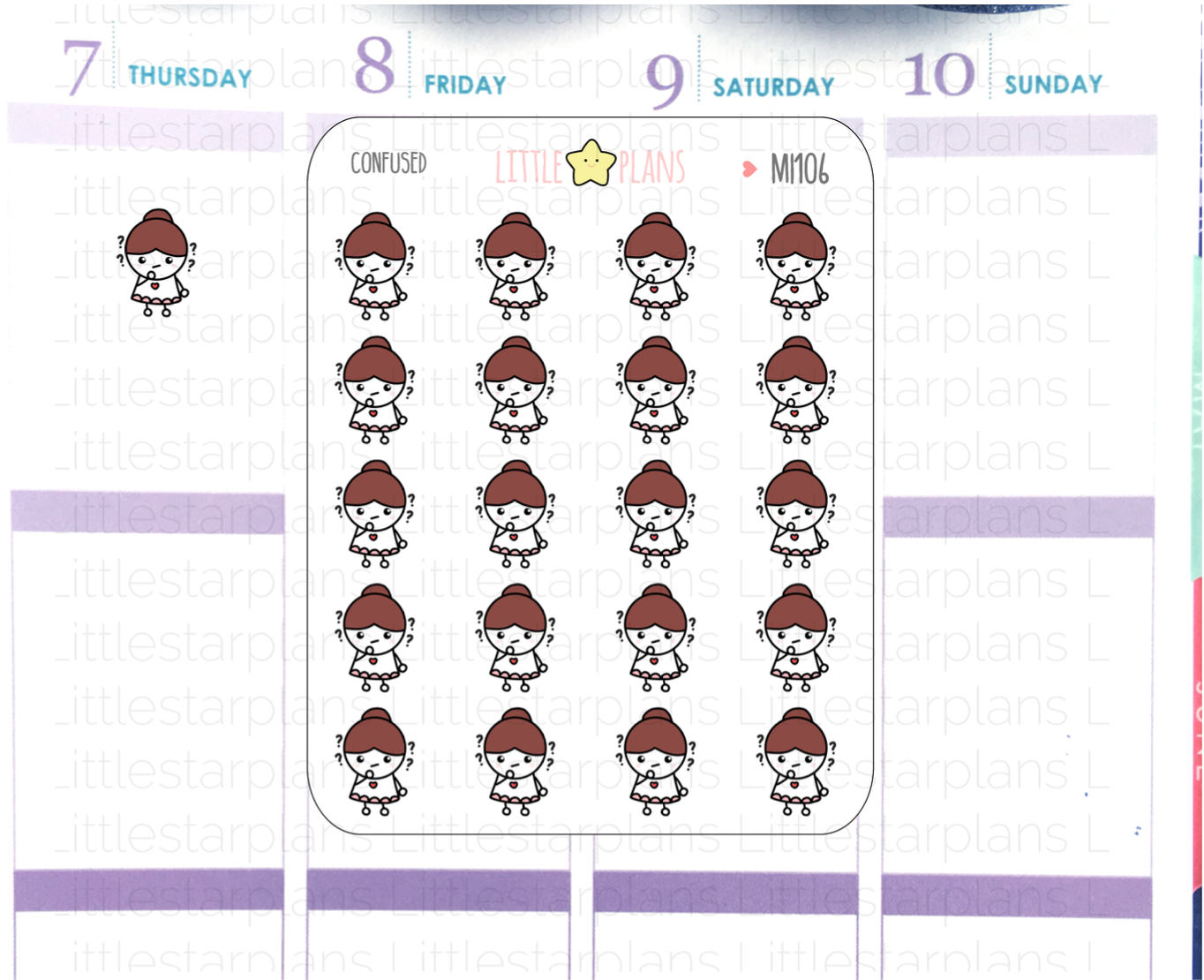 Emotions - Confused, Question, Unsure, Uncertain Planner Stickers | Mimi - Littlestarplans
