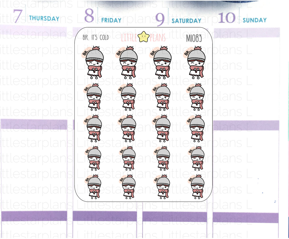 Mimi - It's Cold, Mimi and Her Scarf Planner Stickers (MI083) - Littlestarplans