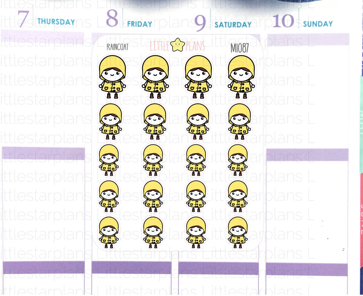 Mimi - Raincoat, Prepares for the Rain Planner Stickers - Littlestarplans