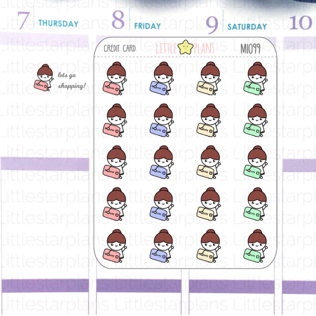 Credit Card, Spending, Pay Bills Mimi Planner Stickers - Littlestarplans