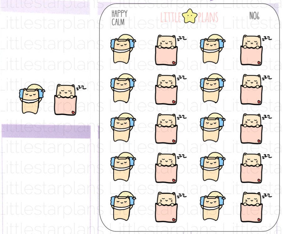 Neku - Sleeping, Napping Planner Stickers - Littlestarplans