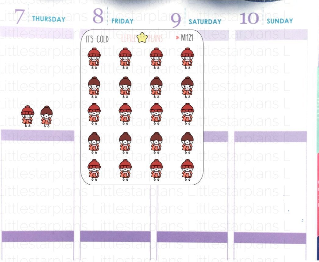 Winter Jacket, Winter/Fall Dress Warm Planner Stickers | Mimi - Littlestarplans