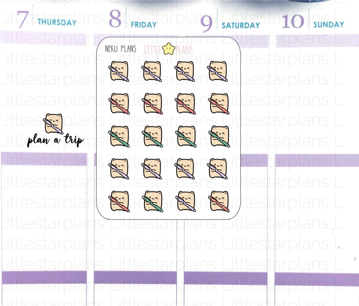 Neku Lets Plan holding a pen | Planner Stickers - Littlestarplans