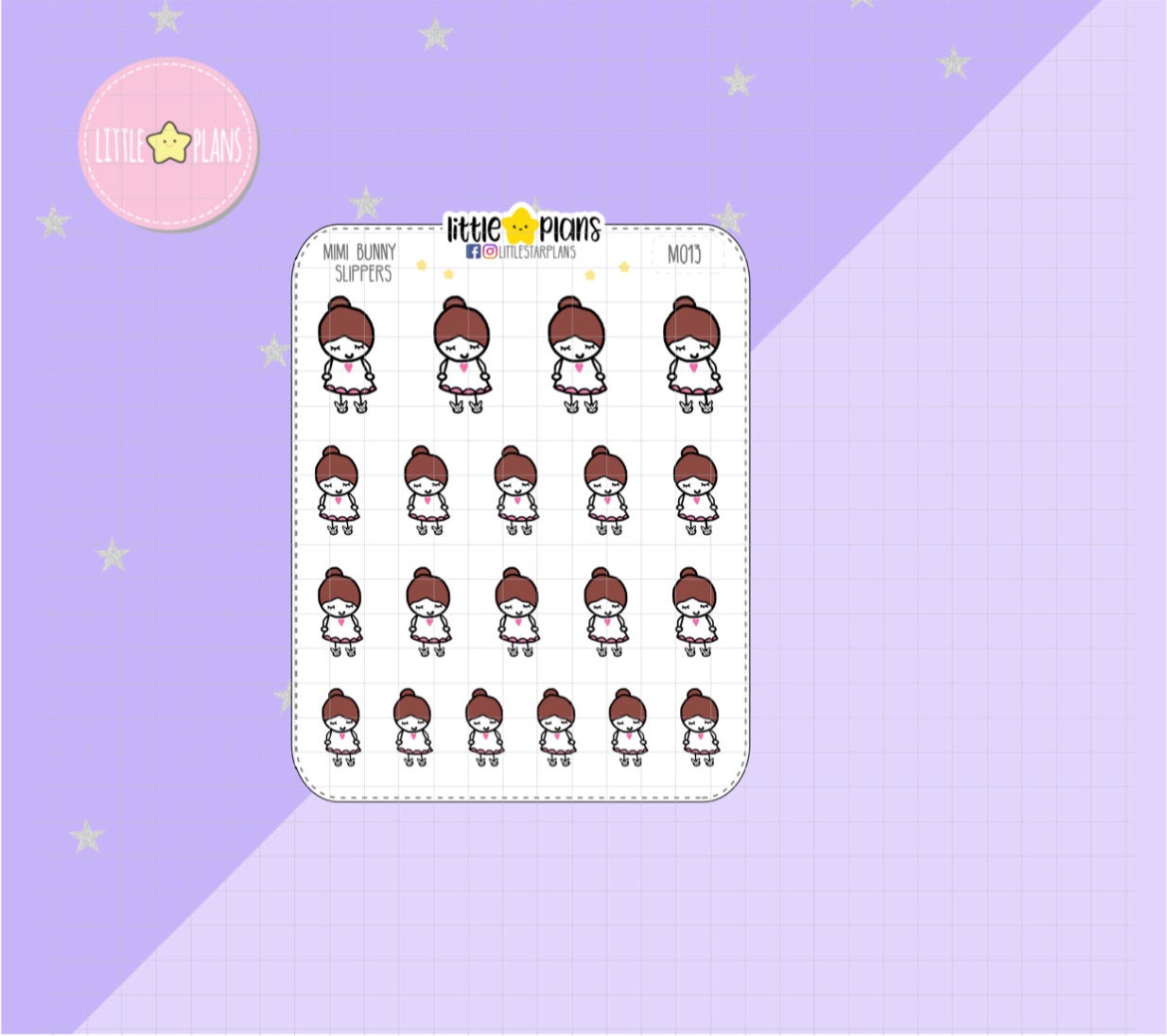 Bunny Slippers | Mimi Planner Stickers - Littlestarplans