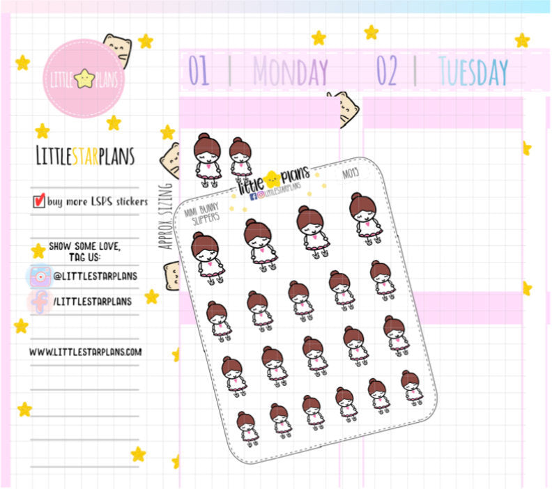 Bunny Slippers | Mimi Planner Stickers - Littlestarplans