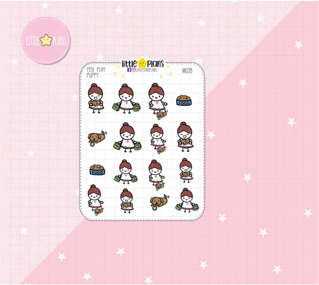 Pet - Feed, Play, Dog, Puppy | Mimi Stickers - Littlestarplans