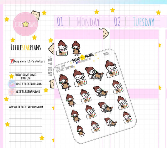 Activity - Buy More Food, Cooking, Food Preparation, Grocery Shopping Planner Stickers - Littlestarplans