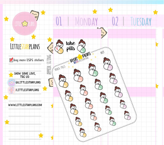 Take Medication Reminder, Medication Tracker, Daily Medication Tracker Planner Stickers PT.1 | Mimi Stickers - Littlestarplans