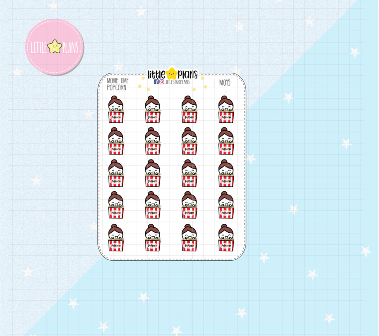 Movie Popcorn Planner Stickers | Mimi - Littlestarplans