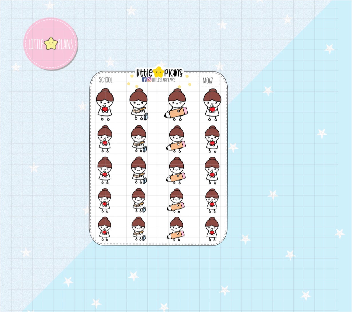 Mimi Hand Drawn | Back to School, Meeting, Teacher | Planner Stickers - Littlestarplans