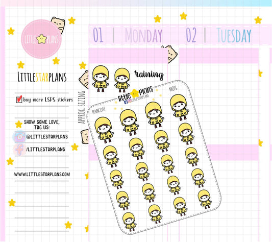 Mimi - Raincoat, Prepares for the Rain Planner Stickers - Littlestarplans