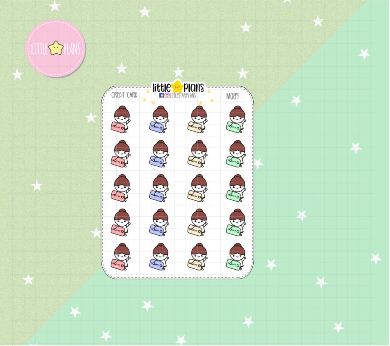 Credit Card, Spending, Pay Bills Mimi Planner Stickers - Littlestarplans