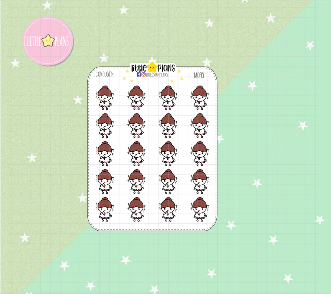 Emotions - Confused, Question, Unsure, Uncertain Planner Stickers | Mimi - Littlestarplans