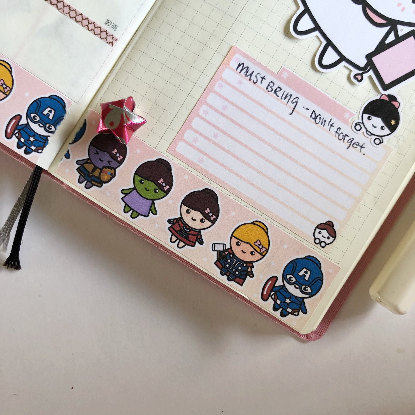 Mimi Transformed into Avengers Characters (Washi Planner Stickers) - Littlestarplans