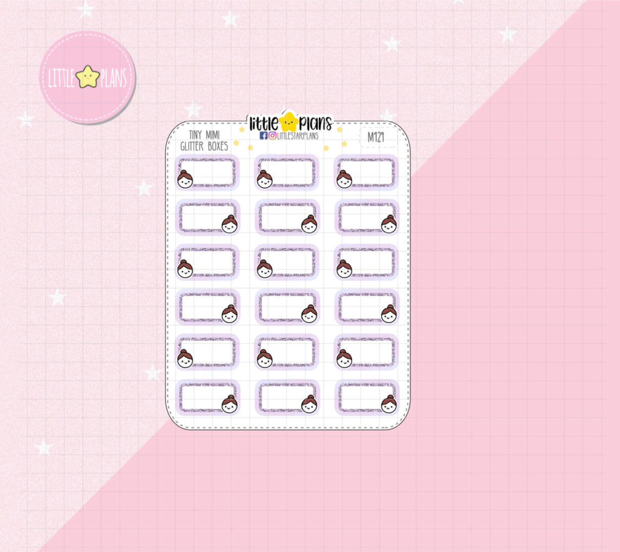 Small Functional Planner Sticker with Graphic Glitter | Mini - Littlestarplans