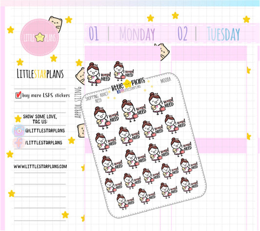 Want Shopping, Shopping Addict | Mimi Stickers - Littlestarplans
