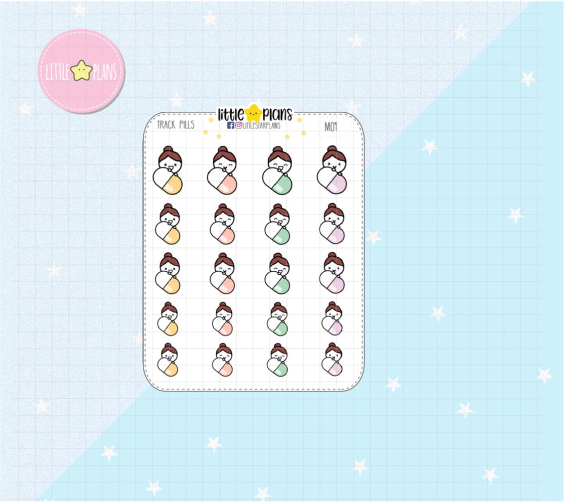 Take Medication Reminder, Medication Tracker, Daily Medication Tracker Planner Stickers PT.1 | Mimi Stickers - Littlestarplans