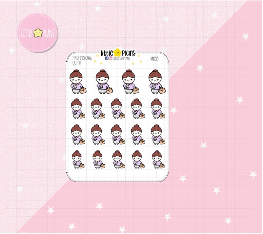 Dressed Up Professional Outfit | Hand Drawn Work Planner Stickers | Fits in Erin Condren LifePlannerTM | Mimi - Littlestarplans