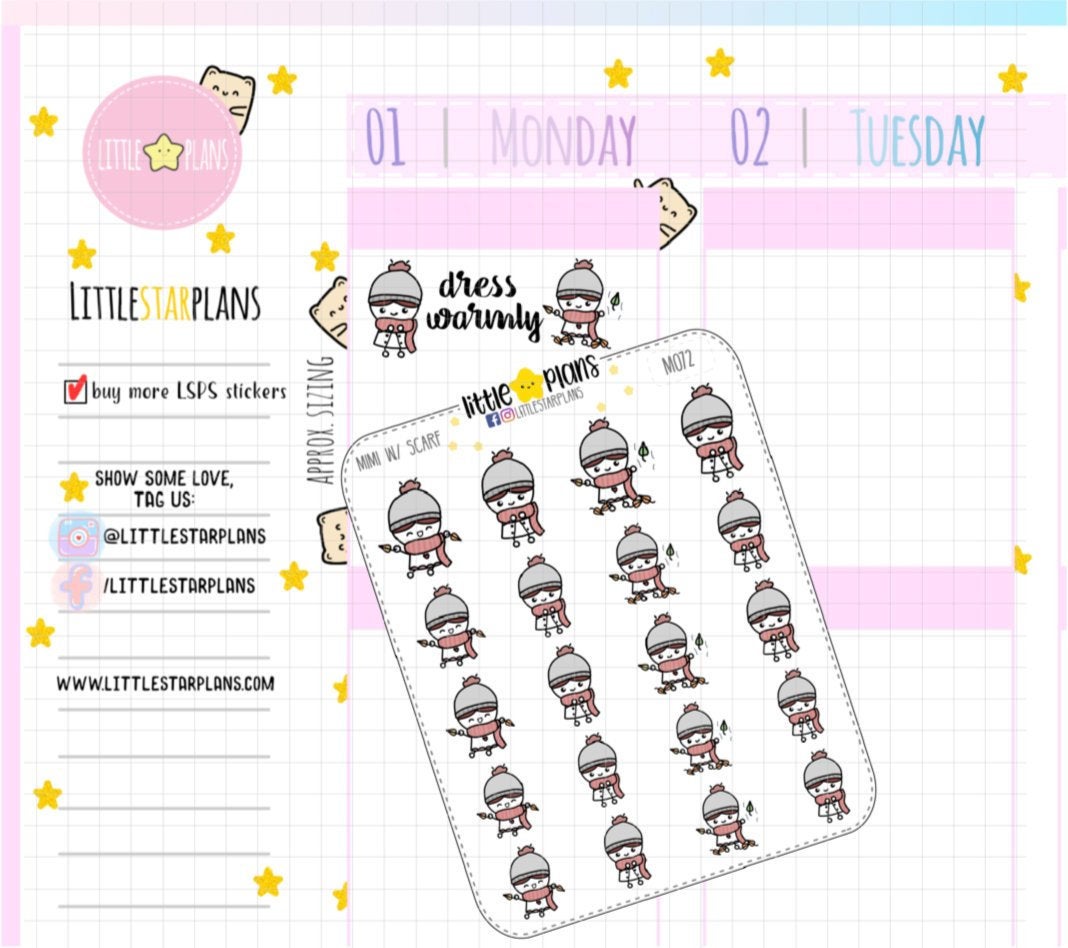Fall is here! Wear Scarf, and Beanie Planner Stickers| Mimi - Littlestarplans