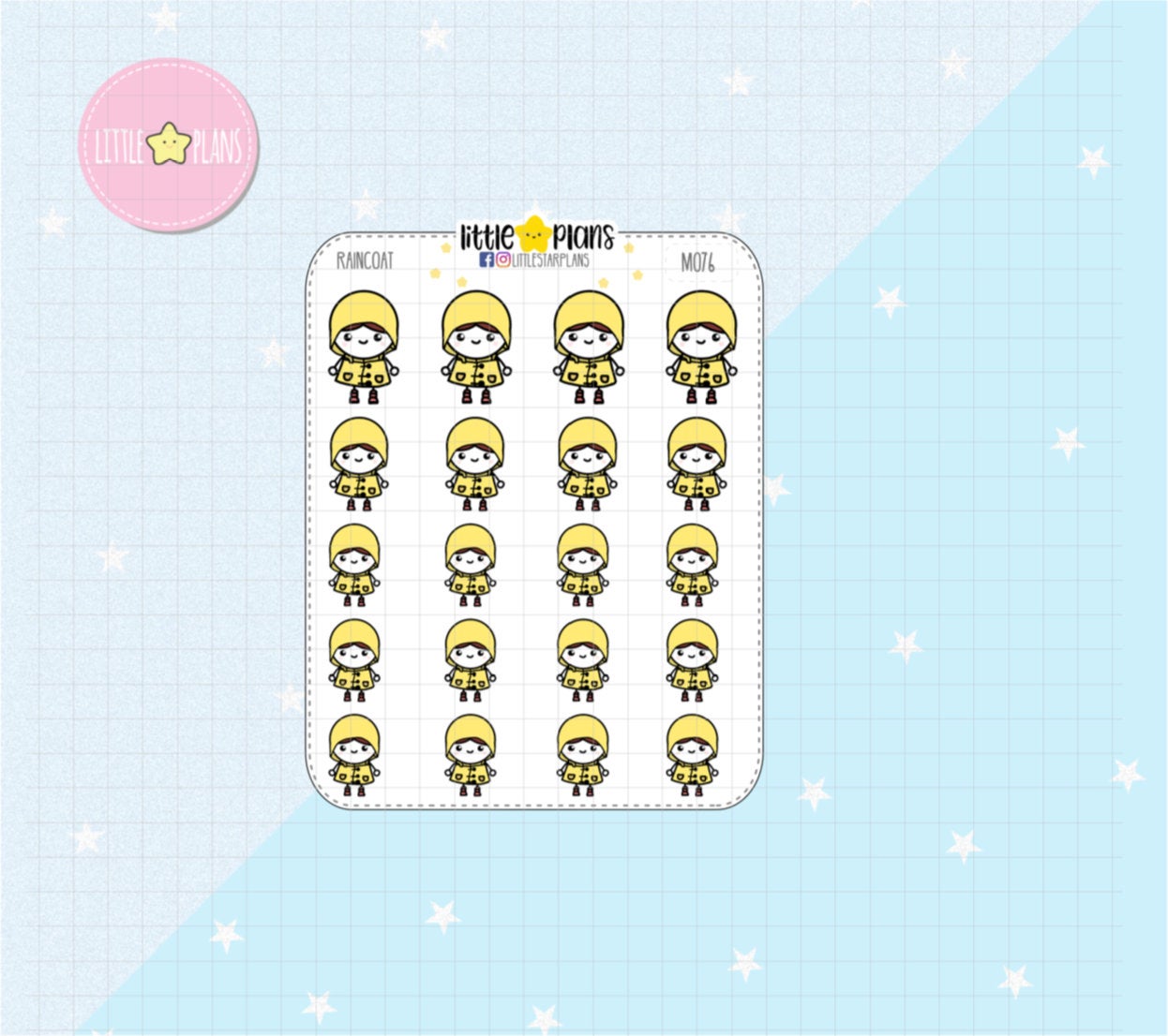 Mimi - Raincoat, Prepares for the Rain Planner Stickers - Littlestarplans