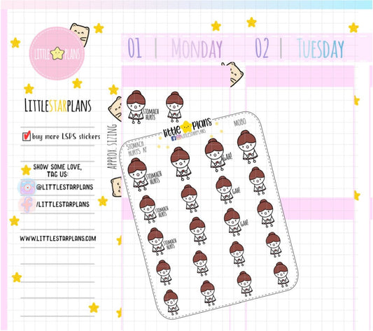 Mimi - Stomach Hurts, Stomach Pain Planner Stickers - Littlestarplans