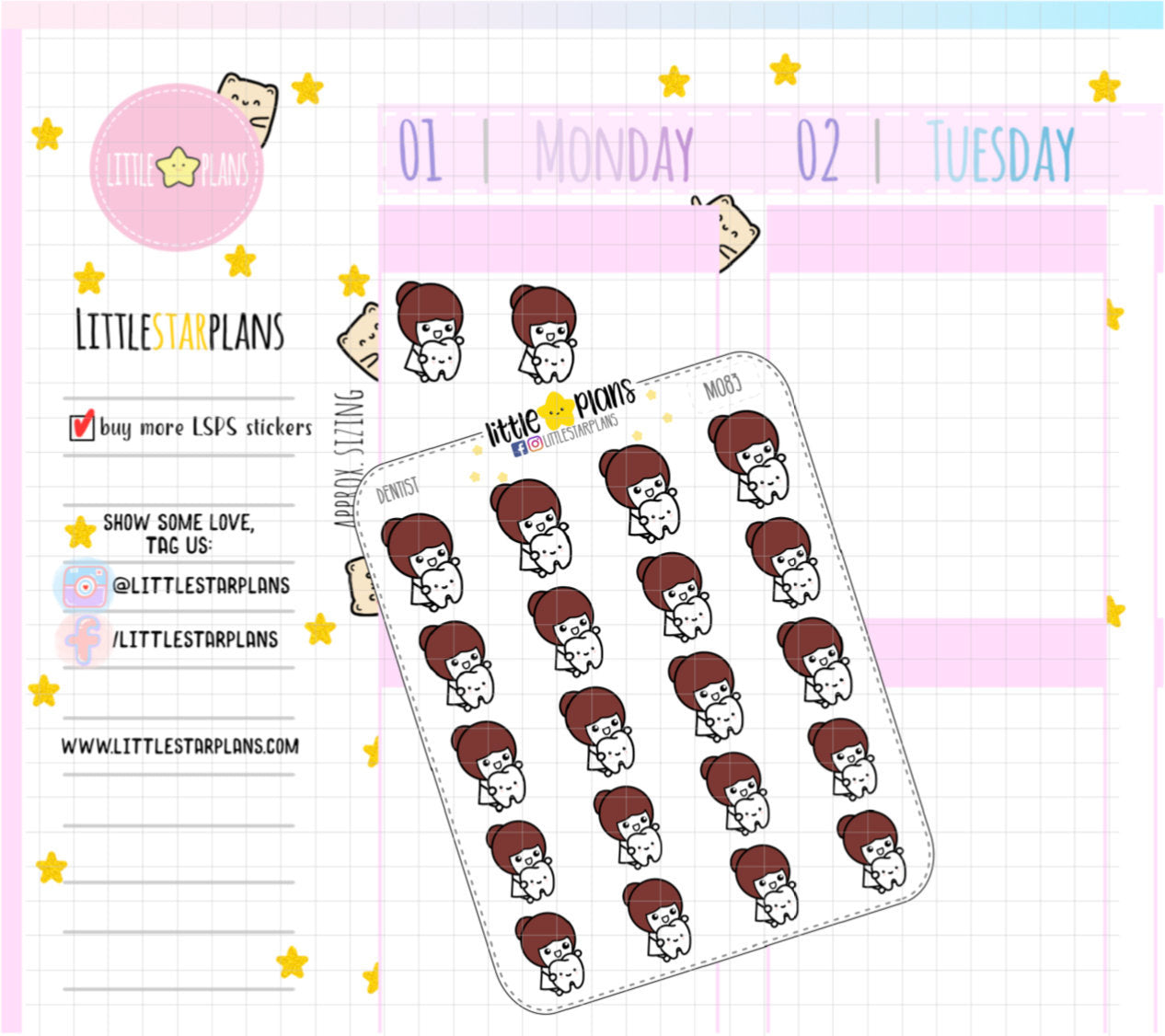 Dentist Mimi Planner Stickers - Littlestarplans