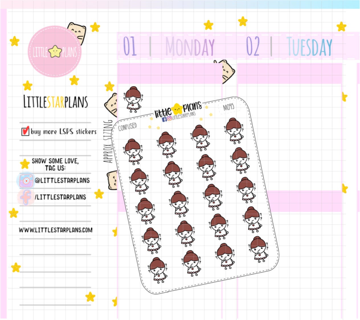 Emotions - Confused, Question, Unsure, Uncertain Planner Stickers | Mimi - Littlestarplans