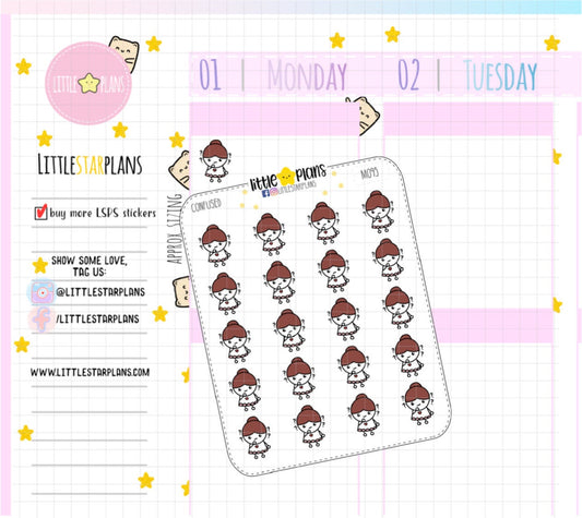 Emotions - Confused, Question, Unsure, Uncertain Planner Stickers | Mimi - Littlestarplans