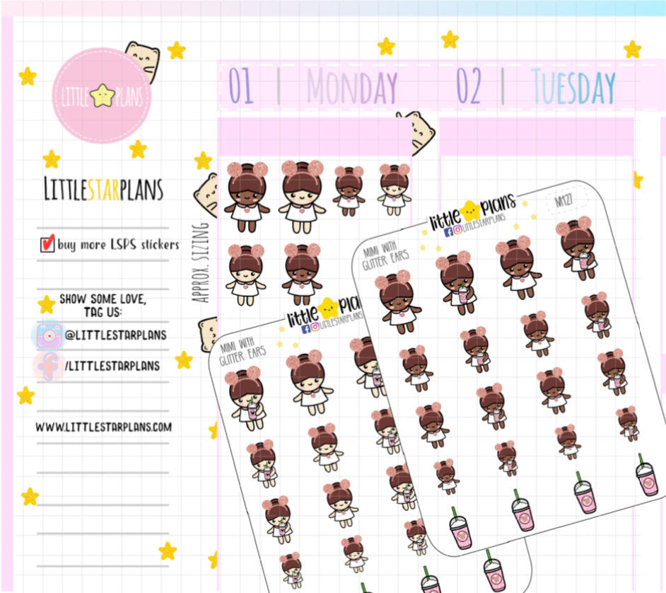 Inspired Mimi's Magicial in Light or Dark Skin Tone Planner Stickers - Littlestarplans