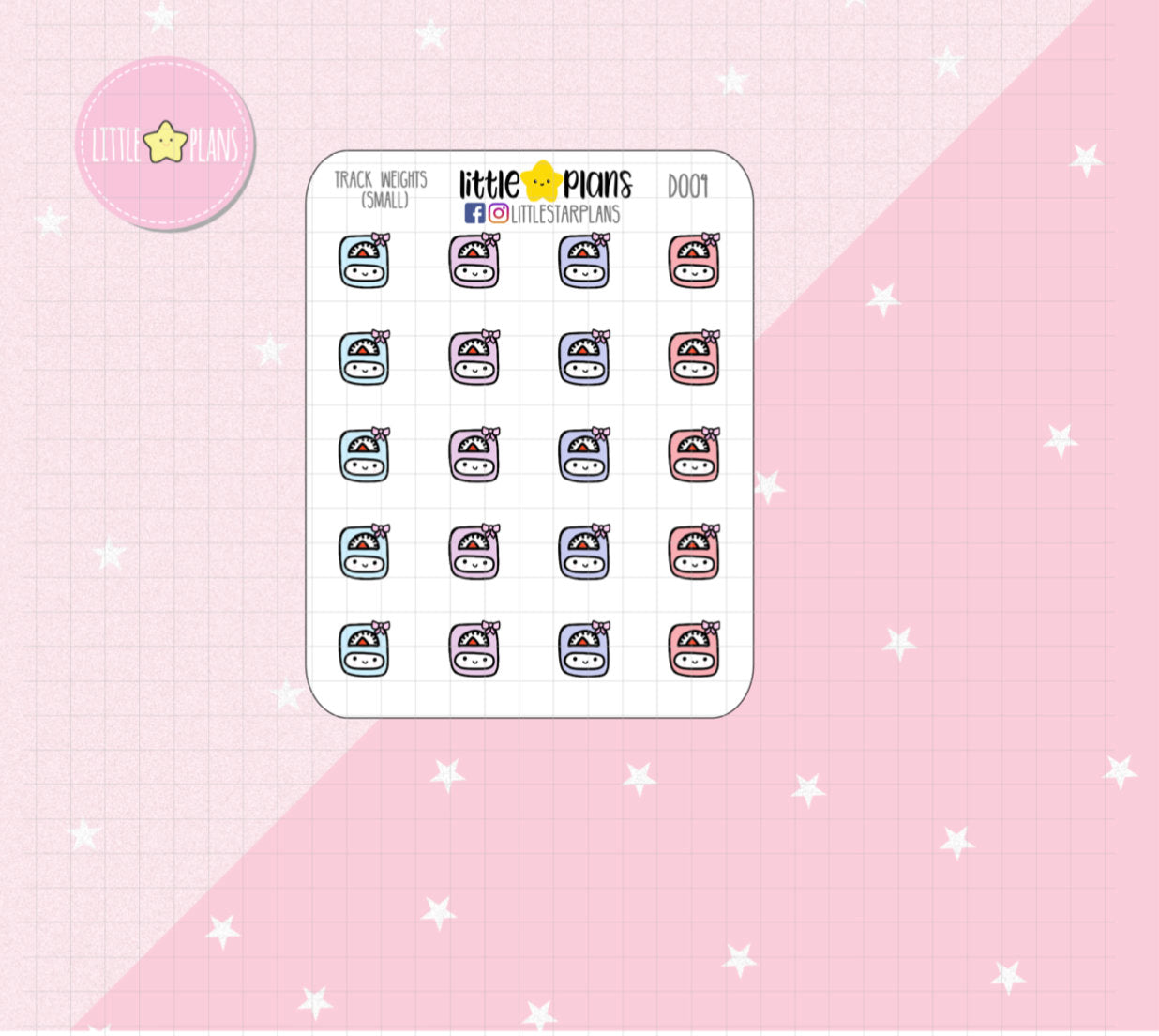 Small Cute Kawaii Pastel Weight Scale Reminder Tracker Planner Stickers fits in Hobonichi Weeks, Erin Condren, Mambi Personal Plum - Littlestarplans