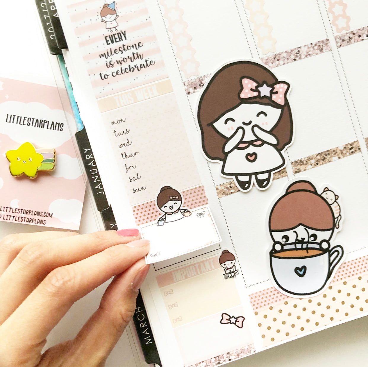 Cute Hand Drawn Character Winking Emotion Planner Stickers – Littlestarplans