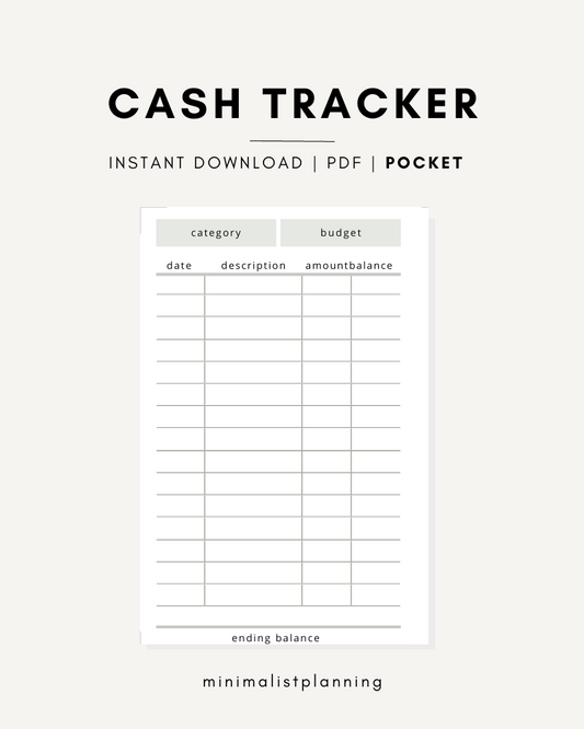 Pocket Daily Cash Tracker Printable Ring Inserts