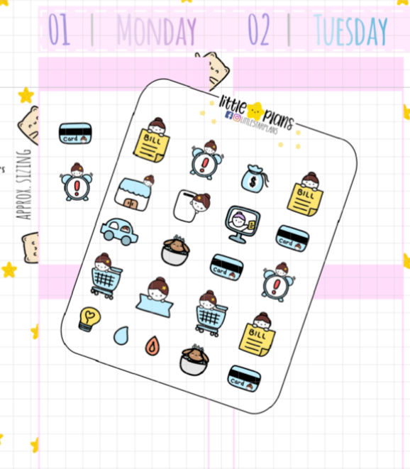 Mimi Variety Bills, Expense Planner Stickers