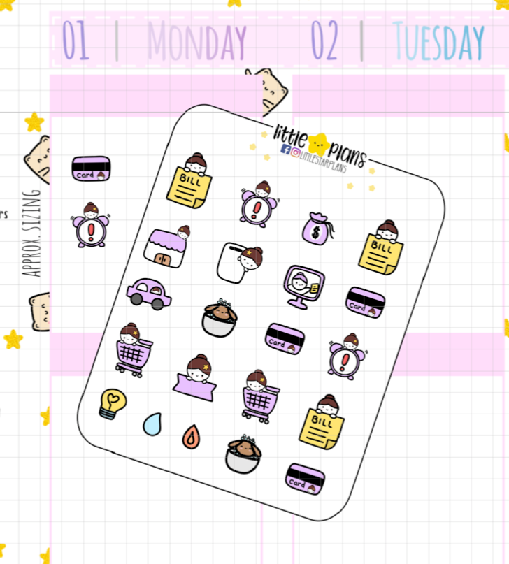 Mimi Variety Bills, Expense Planner Stickers