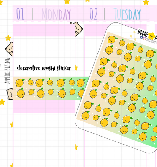 Cute Lemon Doodle Washi Planner Sticker (DO13)
