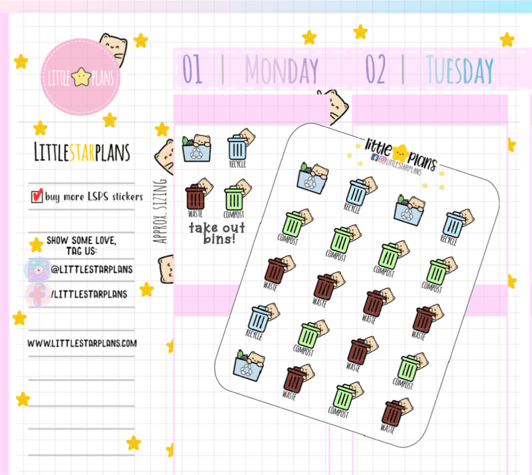 Neku Compost, Waste and Recycle Reminder Planner Stickers