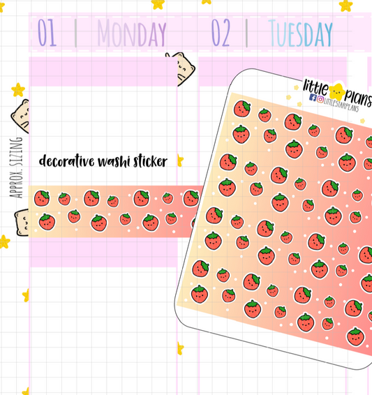 Cute Strawberry Doodle Washi Planner Sticker (D013)