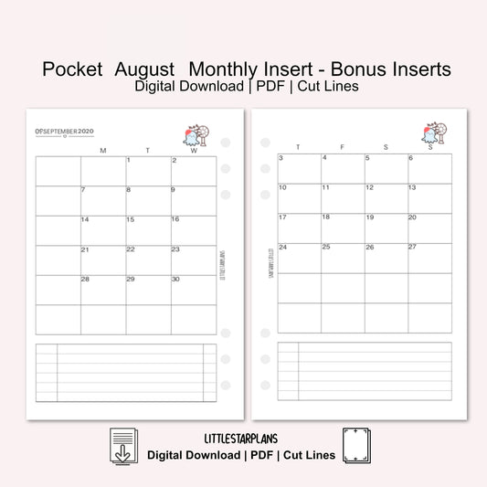 Pocket Ring Size | August Monthly - Bonus Inserts | PRINTABLE