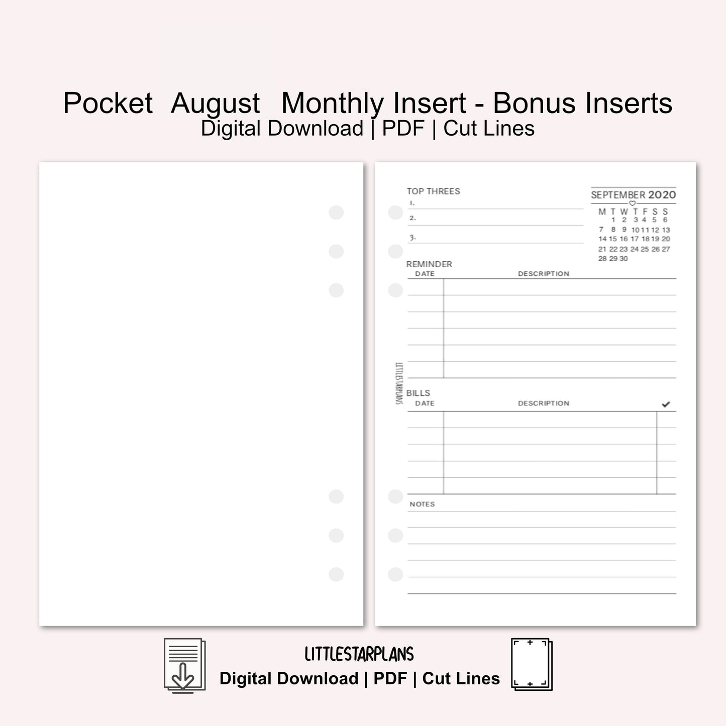 Pocket Ring Size | August Monthly - Bonus Inserts | PRINTABLE