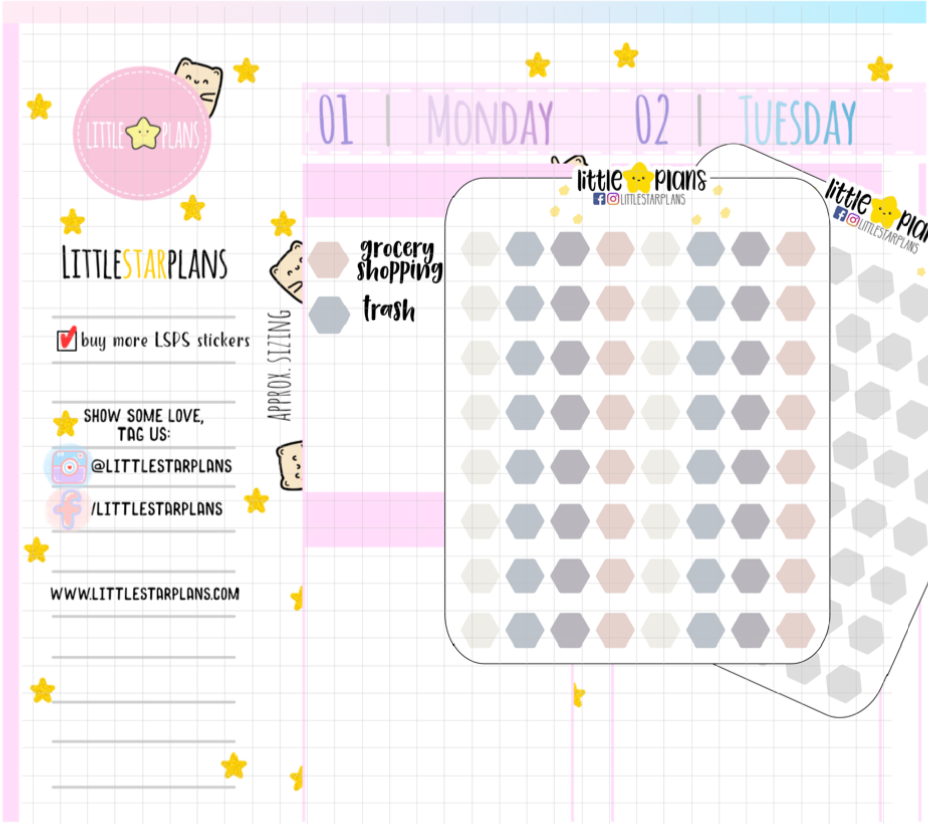 Functional Hexogon Stickers Planner Stickers (D015)