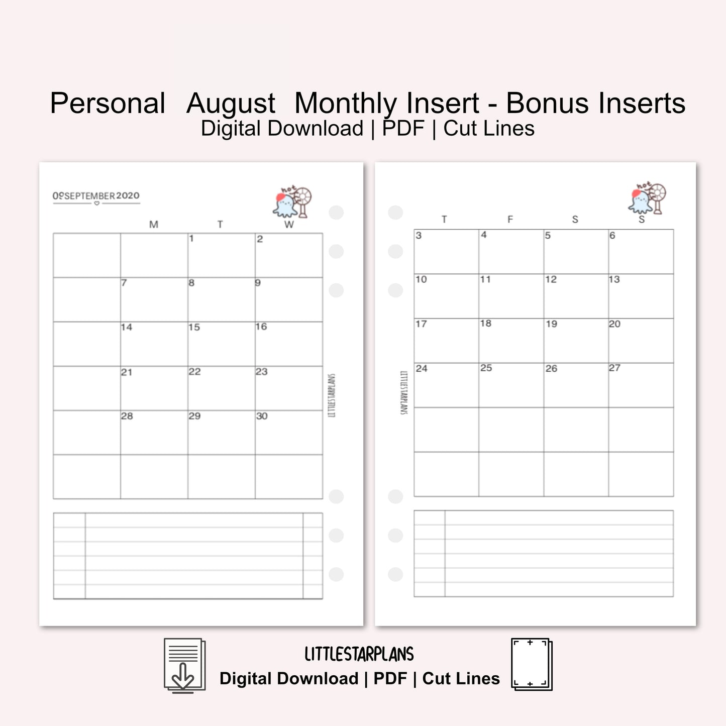 Personal Ring Size | August Monthly - Bonus Inserts | PRINTABLE