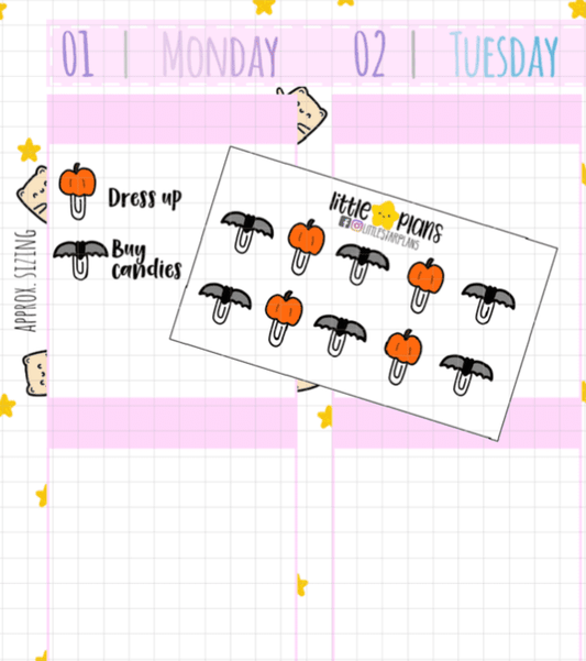 Halloween Pumpkin and Bat Paper Clip Decor (HALF SHEET)