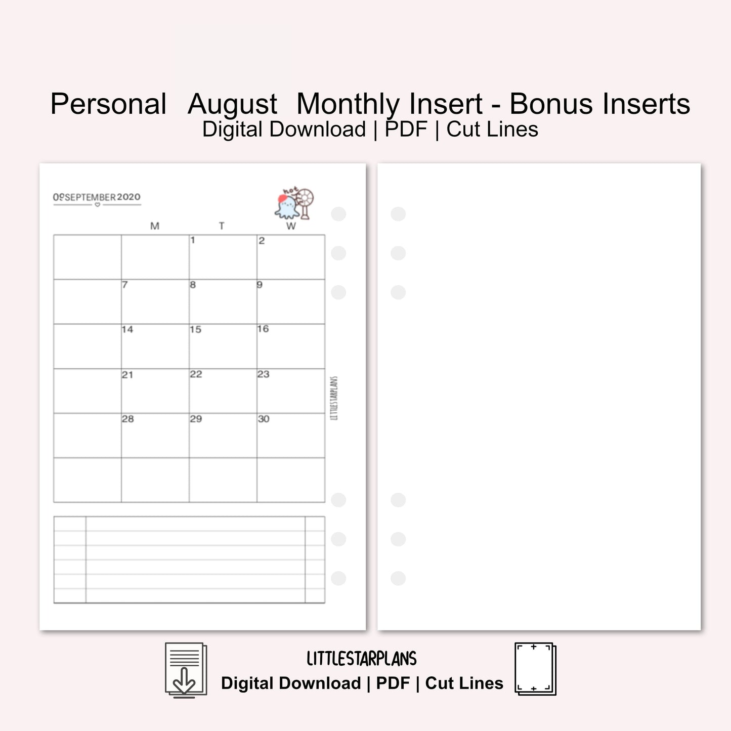 Personal Ring Size | August Monthly - Bonus Inserts | PRINTABLE
