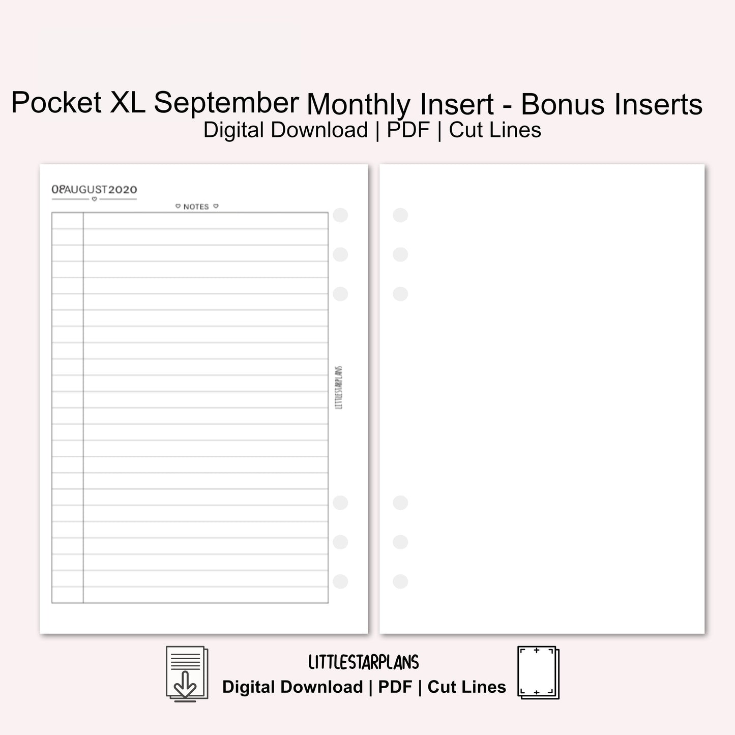Pocket XL Ring Size | September Monthly - Bonus Inserts | PRINTABLE