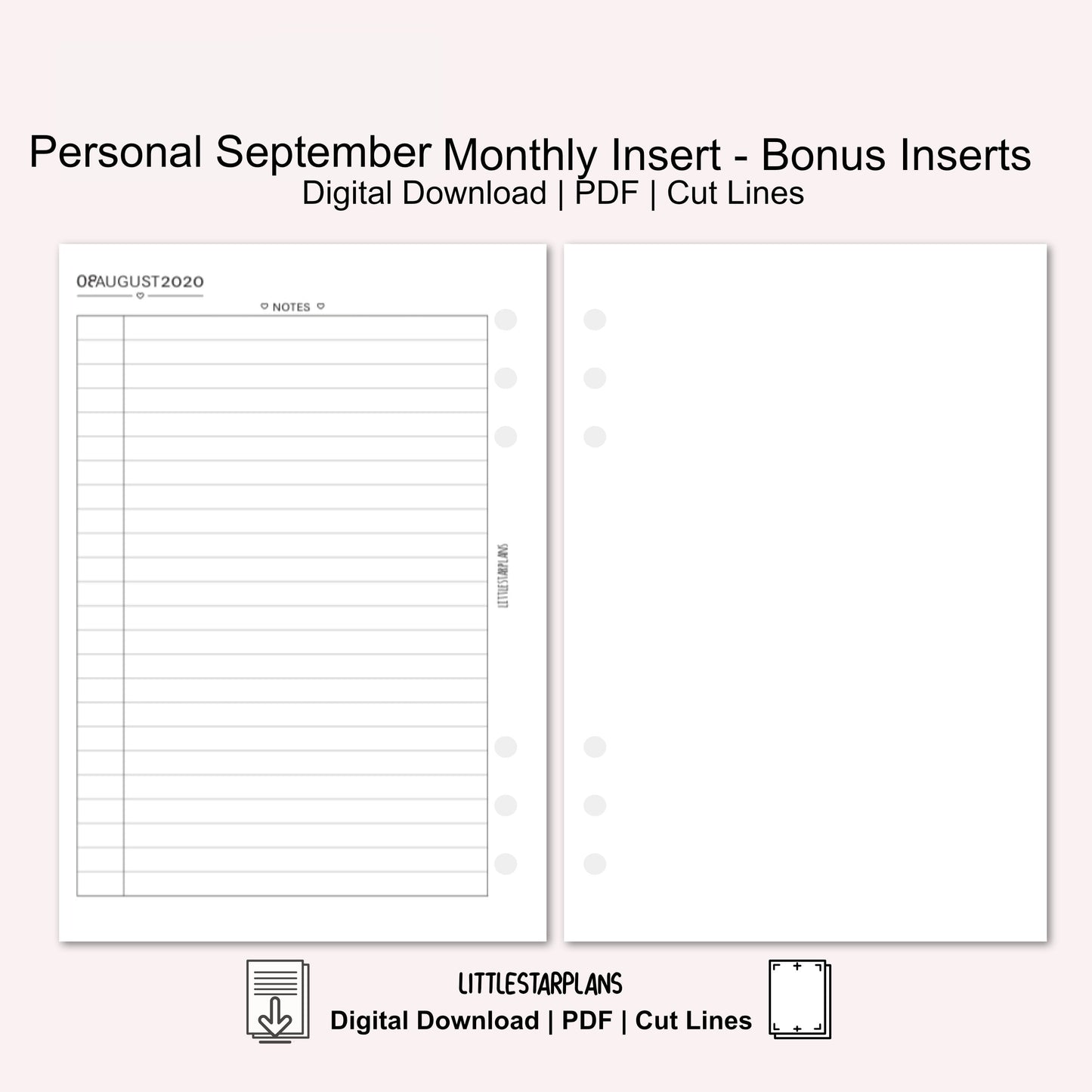 Personal Ring Size | September Monthly - Bonus Inserts | PRINTABLE