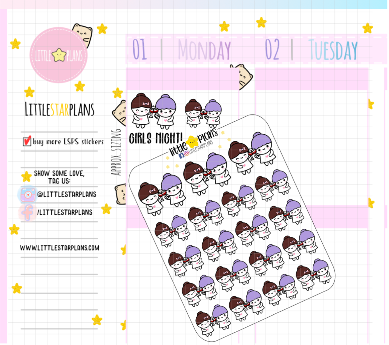 BFF - Wine Evening, Girls Nights Planner Stickers | Mimi - Littlestarplans